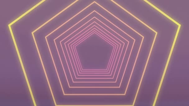 Animation Neon Glowing Tunnel Purple Background Global Connections Data Processing — Stock Video