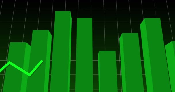 Animazione Della Linea Verde Elaborazione Statistica Griglia Business Globale Connessioni — Video Stock