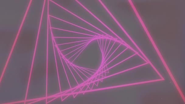 霓虹灯发光隧道在黑色背景上的动画 全球连接 数据处理和数字视频技术概念 — 图库视频影像