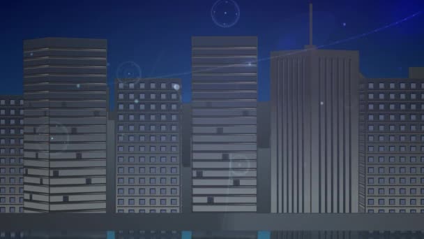 Animación Redes Conexiones Sobre Ciudad Conexiones Globales Interfaz Digital Concepto — Vídeos de Stock