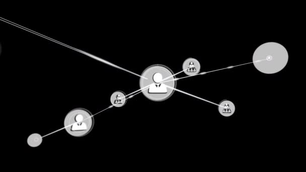 Анимация Сетей Соединений Иконками Глобальные Подключения Цифровой Интерфейс Концепция Обработки — стоковое видео