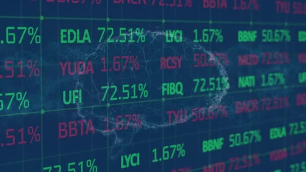 Animación Del Procesamiento Datos Financieros Través Del Cerebro Digital Negocios — Vídeos de Stock