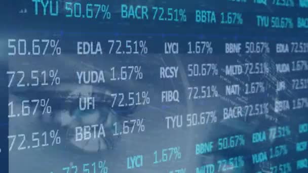 Animatie Van Financiële Gegevensverwerking Schermen Mondiaal Business Connecties Data Processing — Stockvideo