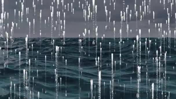 Анимирование Бинарного Кодирования Над Морем Глобальные Соединения Обработка Данных Технологическая — стоковое видео