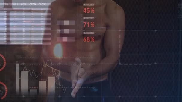 Animation Traitement Des Données Des Statistiques Sur Exercice Homme Fort — Video