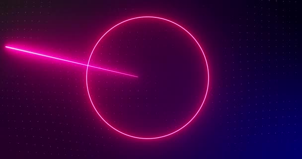 ピンク 緑のネオンの形を ピンク 青のレーザーで黒に回転させるアニメーション テクノロジーとエネルギーと動きの概念デジタルで生成されたビデオ — ストック動画