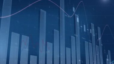 Dijital ekranda finansal veri işleme animasyonu. küresel iş, bağlantılar, veri işleme ve teknoloji konsepti dijital olarak oluşturulmuş video.