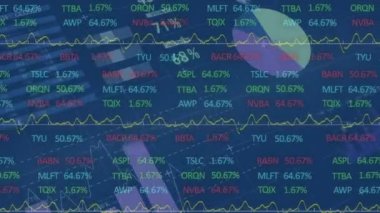 Diyagramlar üzerinden finansal veri işleme animasyonu. küresel iş, bağlantılar, veri işleme ve teknoloji konsepti dijital olarak oluşturulmuş video.