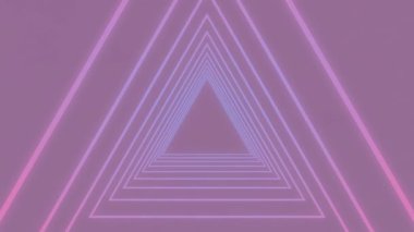 Mor arkaplandaki neon ışıklı tünelin animasyonu. küresel bağlantılar, veri işleme ve teknoloji konsepti dijital olarak oluşturulmuş video.