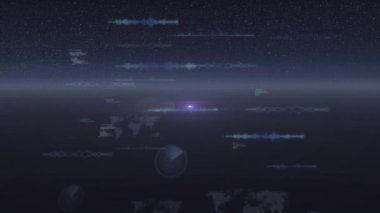 Siyah arkaplanda veri işleme ve tarama animasyonu. küresel dijital arayüz, veri işleme ve teknoloji konsepti dijital olarak oluşturulmuş video.