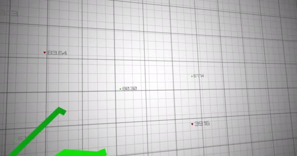 Animação Linhas Verdes Processamento Estatísticas Sobre Grade Conceito Global Negócios — Vídeo de Stock