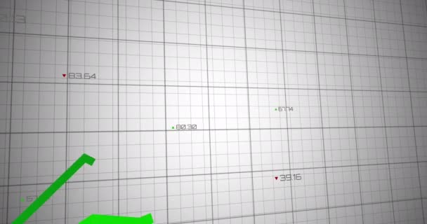 Animação Linhas Verdes Processamento Estatísticas Sobre Grade Conceito Global Negócios — Vídeo de Stock