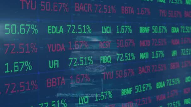 Animatie Van Financiële Gegevensverwerking Schermen Mondiaal Business Connecties Data Processing — Stockvideo