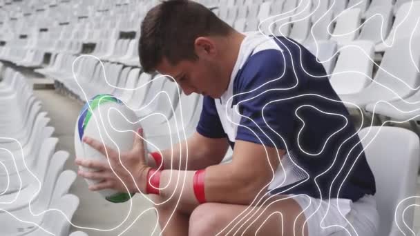 Animation Formes Déplaçant Sur Joueur Football Américain Avec Balle Sport — Video