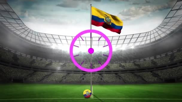 Animazione Rosa Scanner Circolare Movimento Sopra Bandiera Ecuador Campo Allo — Video Stock