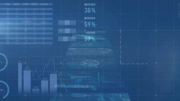 Animation Traitement Des Données Financières Sur Écran Numérique Entreprise Mondiale — Video