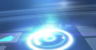 Mavi arkaplan üzerindeki ekranlarda istatistik kaydı ve taraması. dijital arayüz, küresel bağlantı ve dijital olarak oluşturulmuş görüntü konsepti.