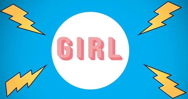 Σύνθεση Του Κοριτσιού Κείμενο Μπλε Φόντο Κοριτσίστικη Δύναμη Θετική Θηλυκή — Φωτογραφία Αρχείου