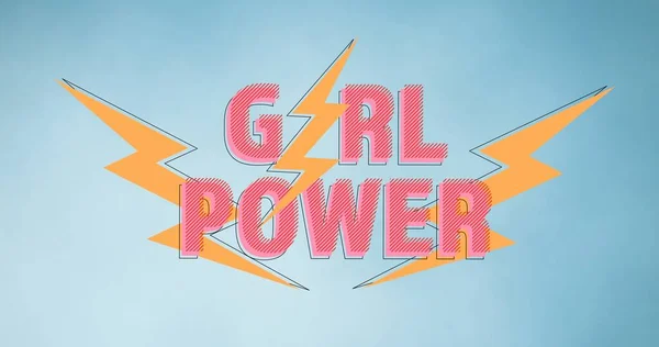 Composition Girl Power Text Blue Background Girl Power Positive Female — Stock Photo, Image