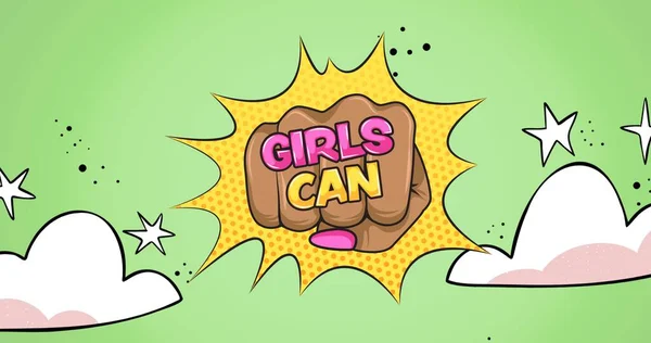 Összetétele Lány Szöveges Zöld Háttérrel Girl Power Pozitív Női Erő — Stock Fotó