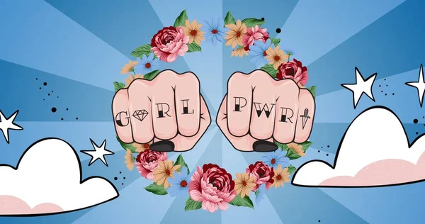 Zusammensetzung Des Powertextes Für Mädchen Auf Blauem Hintergrund Girl Power — Stockfoto