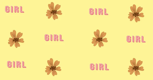 Σύνθεση Της Δύναμης Κορίτσι Κείμενο Κίτρινο Φόντο Κοριτσίστικη Δύναμη Θετική — Φωτογραφία Αρχείου