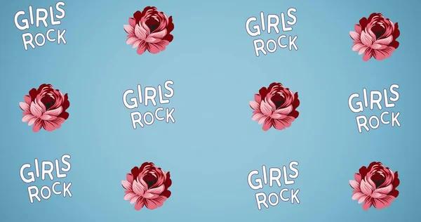 Composición Del Poder Chica Texto Sobre Fondo Azul Poder Femenino —  Fotos de Stock