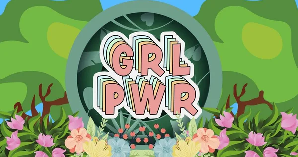 Összetétele Szöveges Lány Hatalma Erdő Felett Girl Power Pozitív Női — Stock Fotó