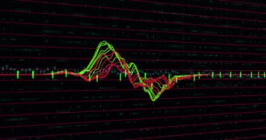 Şebeke üzerinde veri işleme animasyonu. küresel finansman, iş dünyası, dijital arayüz ve teknoloji konsepti dijital olarak oluşturulmuş video.