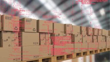 Teslimat kutuları üzerinden fabrikaya karşı veri işleme. lojistik ve ulaşım sektörü kavramı