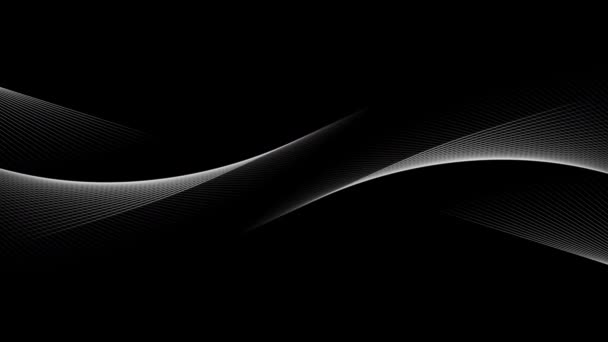 Animation Intersecting Curved White Parallel Lines Moving Black Background Global — Stock Video