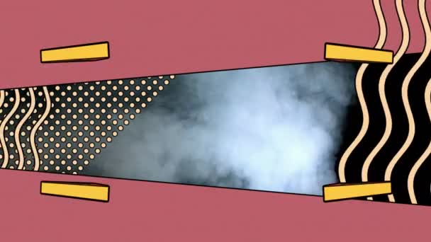 Animation Rotating Triangles Graphic Elements Framing Smoke Cloud Black Global — Stock Video