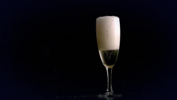在一杯香槟上连接网络的动画 新年晚会及庆祝活动概念数码视讯 — 图库视频影像