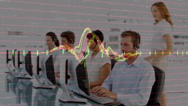 Animación Del Procesamiento Datos Financieros Sobre Personas Negocios Que Usan — Vídeos de Stock