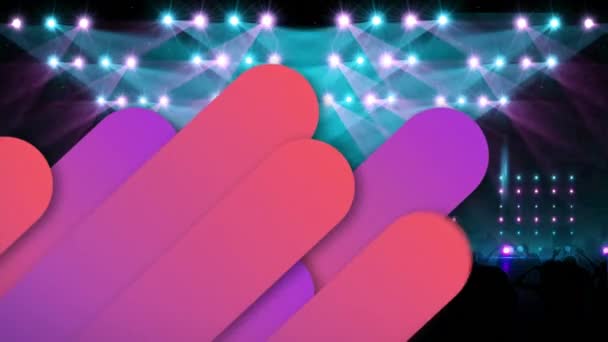 Animace Siluet Lidí Tančících Reflektory Grafickým Ekvalizérem Party Hudba Zábava — Stock video