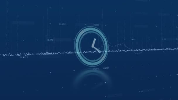 Animación Del Procesamiento Datos Través Del Reloj Ciencia Global Procesamiento — Vídeos de Stock