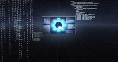 Kapsam taraması, istatistik kaydı ve mavi arkaplanda veri işleme görüntüsü. dijital arayüz, küresel bağlantı ve dijital olarak oluşturulmuş görüntü konsepti.