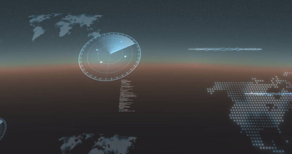 Изображение обработки данных, карты мира и запись статистики на градиентном фоне. цифровой интерфейс, глобальная связь и коммуникационная концепция.