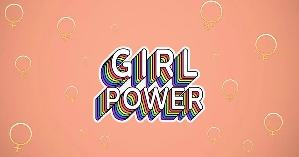 Összetétele Szöveges Lány Hatalom Rózsaszín Háttér Girl Power Pozitív Női — Stock Fotó