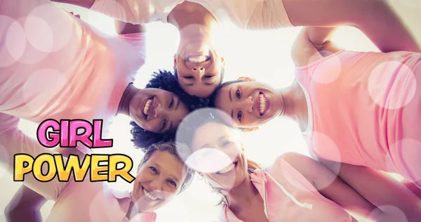 Composizione Testo Potere Ragazza Gruppo Donne Sorridenti Girl Power Forza — Foto Stock