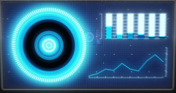 Beeld Van Scope Scanning Statistieken Registratie Gegevensverwerking Het Scherm Blauwe — Stockfoto