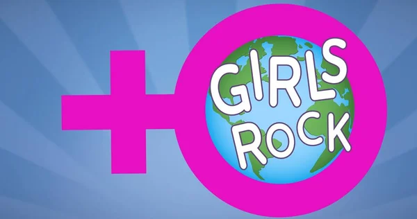 Samenstelling Van Meisje Macht Tekst Hele Wereld Girl Power Positieve — Stockfoto