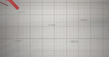 Izgara ve veri işleme üzerinde kırmızı çizgilerin animasyonu. küresel finansman, iş ve veri işleme kavramı dijital olarak oluşturulmuş video.