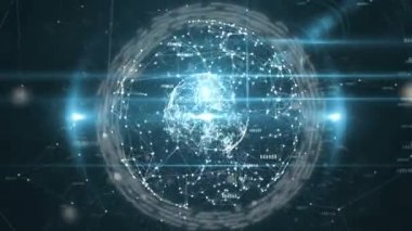 Dünya üzerindeki bağlantı ağının animasyonu. küresel bağlantılar, dijital arayüz ve teknoloji konsepti dijital olarak oluşturulmuş video.
