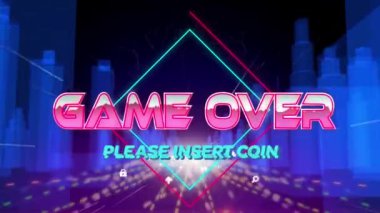 Oyunun animasyonu, şehir ve şebeke üzerinde metalik pembe harflerle yazılmış metnin üzerinde. Video oyunu, iletişim ve eğlence konsepti dijital olarak oluşturuldu.