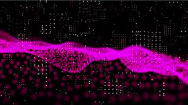 Siyah arka planda beyaz ışıklarla dalgalanan pembe noktalı manzaranın animasyonu. Kutlama, hareket, enerji, bağımsızlık ve olay kavramı dijital olarak oluşturulmuş video.