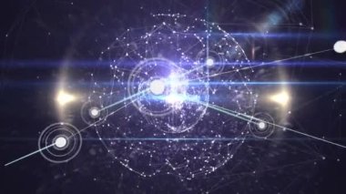 Siyah üzerine dünya üzerindeki simgelerle bağlantı ağının animasyonu. küresel iş, dijital arayüz ve teknoloji konsepti dijital olarak oluşturulmuş video.