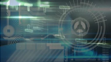 DNA iplikçiklerinin dönmesi ve veri işleme animasyonu. küresel bilim, veri işleme ve dijital arayüz kavramı dijital olarak oluşturulmuş video.