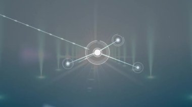 Spot ışıkları ve bağlantı ağının animasyonları. küresel bağlantılar, dijital arayüz ve teknoloji konsepti dijital olarak oluşturulmuş video.