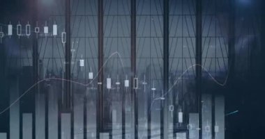 İş adamları üzerinde finansal veri işleme animasyonu. küresel iş, bağlantılar ve veri işleme kavramı dijital olarak oluşturulmuş video.